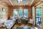 CLOSED-IN CREEKSIDE SLEEPING PORCH w/FULL TWIN BED